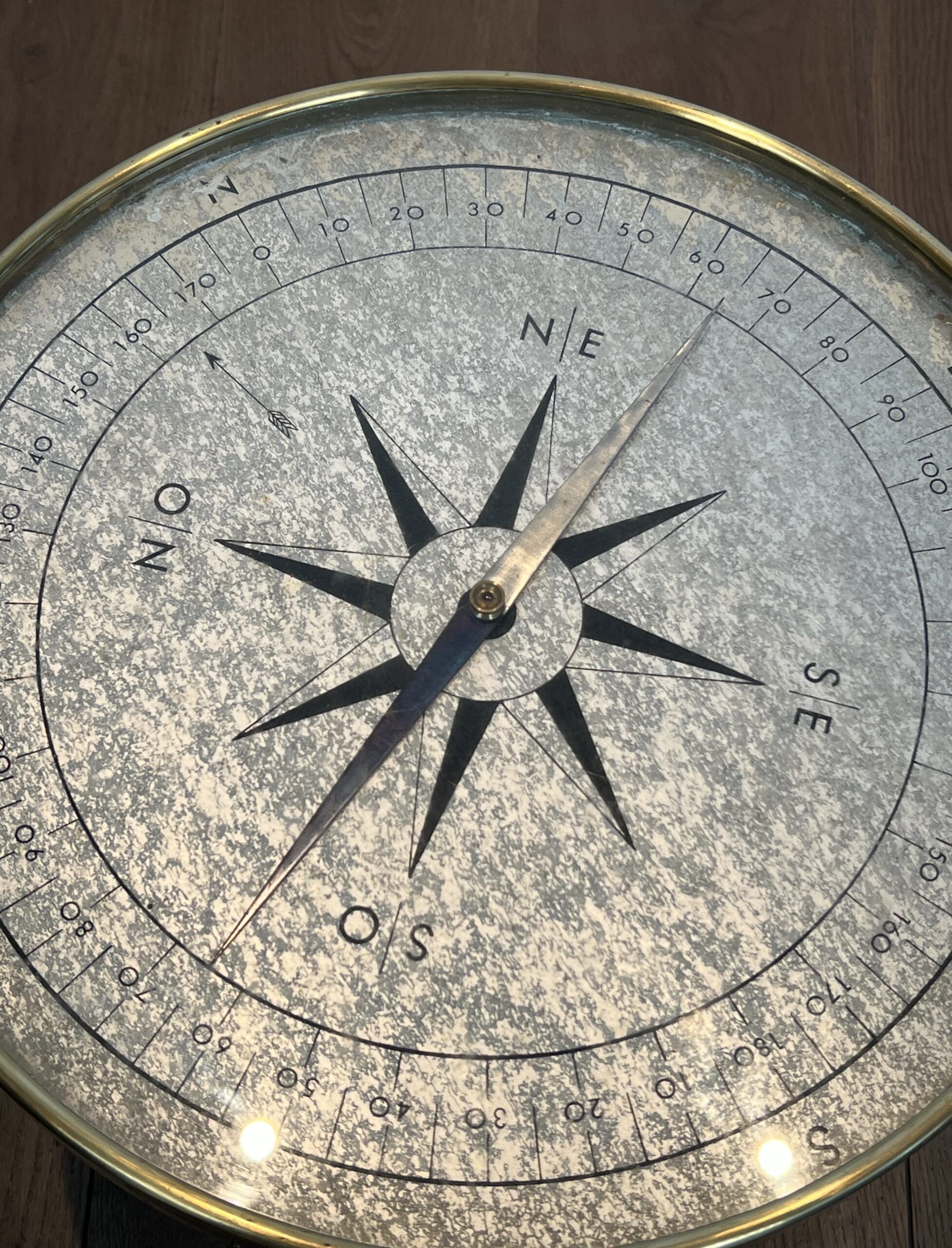 Round Brass "Compass" Side Table - Image 16