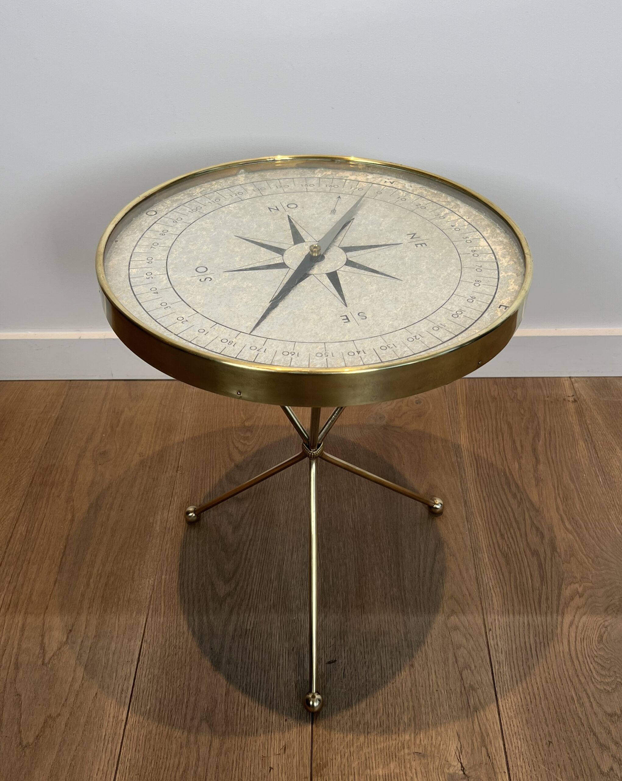 Round Brass "Compass" Side Table - Image 21