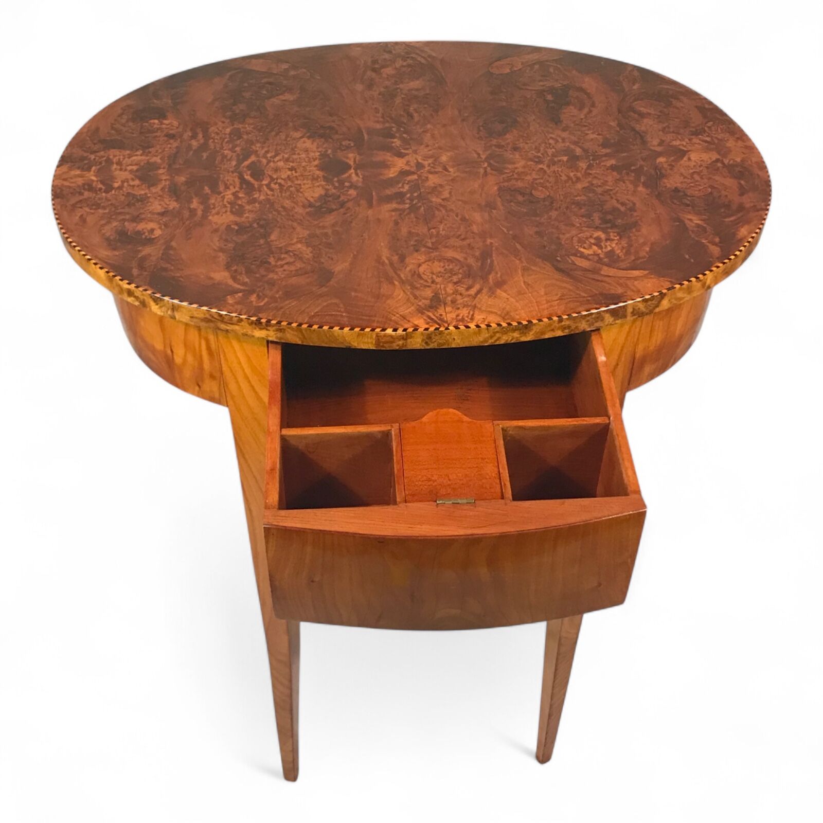 Oval Biedermeier Side Table - drawer - Styylish