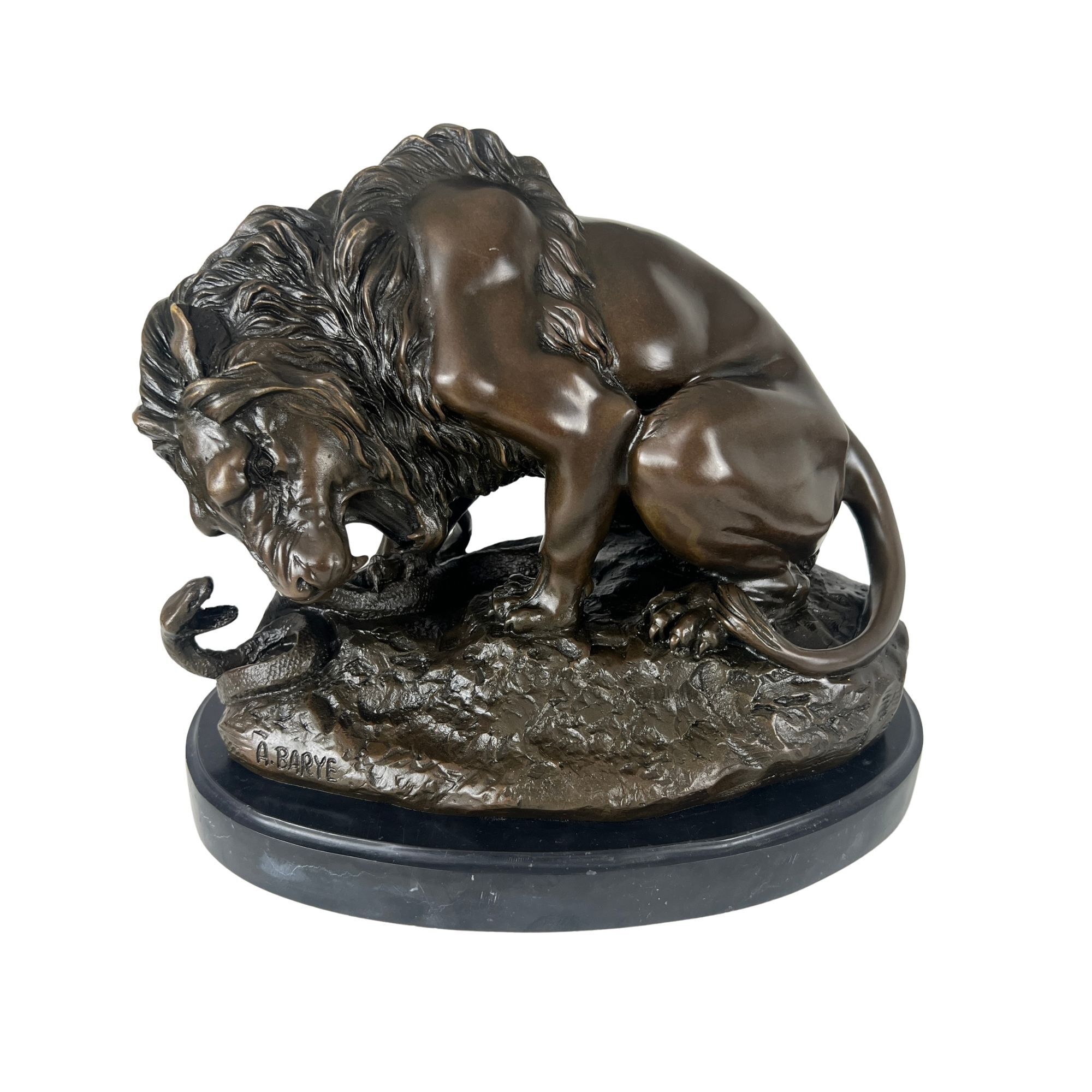 Bronze Figure: Lion Fighting a Snake- After A. Barye- Styylish