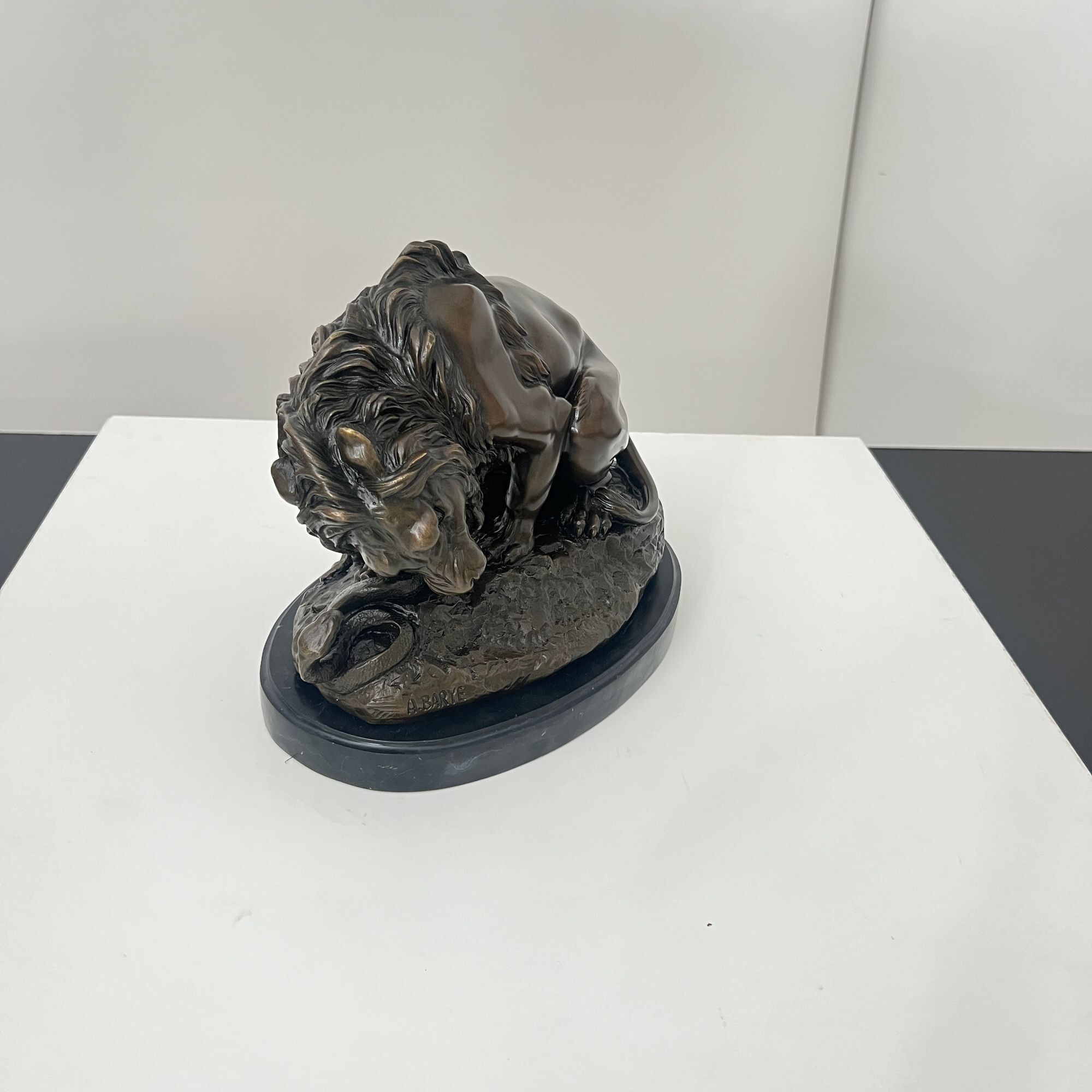 Bronze Figure: Lion Fighting a Snake, After A. Barye, France, 20th Century. - Image 14