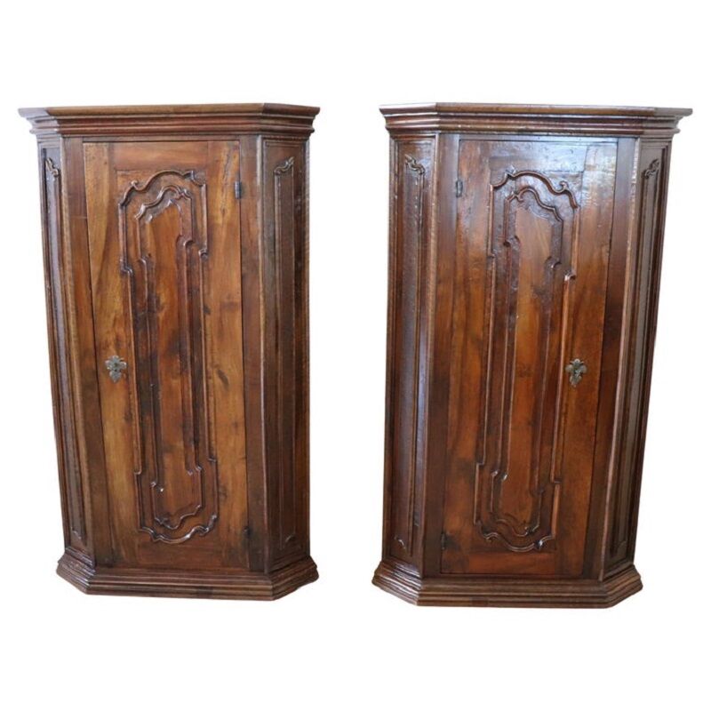 Pair of 17th century Italian Louis XIV Corner Cabinets- Styylish