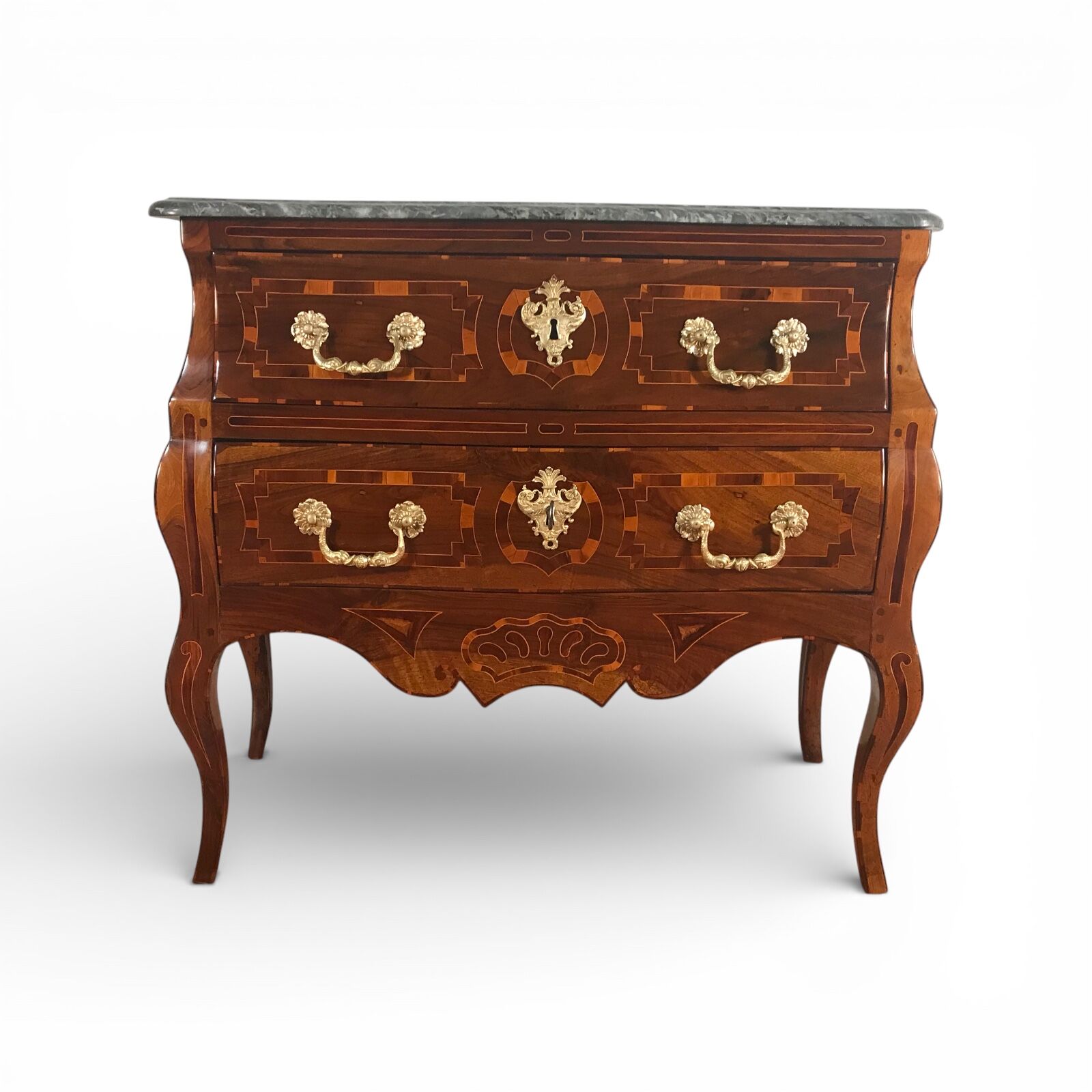 Swiss Baroque Chest of Drawers- with marble top and intarsia- Styylish