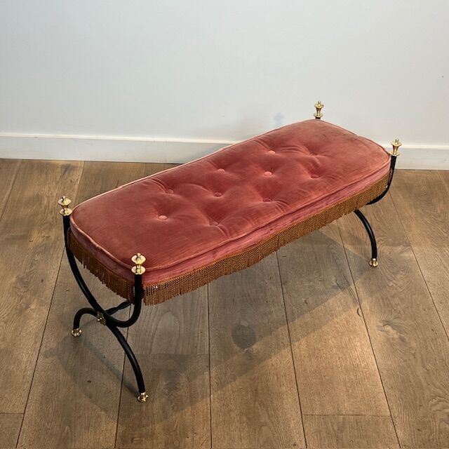 French Wrought Iron Bench, c. 1950 — Maison Jansen Style, Neoclassical - Image 4