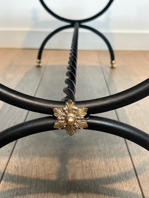 French Wrought Iron Bench, c. 1950 — Maison Jansen Style, Neoclassical - Image 3
