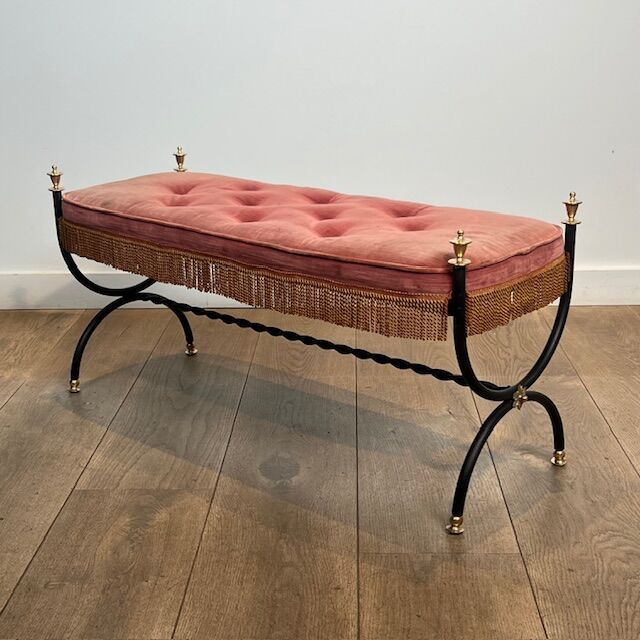 French Wrought Iron Bench, c. 1950 — Maison Jansen Style, Neoclassical - Image 5