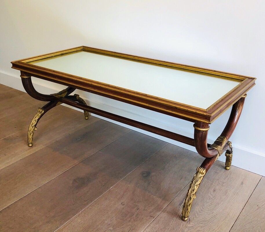 Maurice Hirch for Maison Jansen Gilt Wood Coffee Table, 1940's - Image 3
