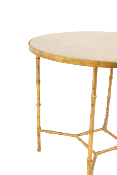 Bamboo-style Pedestal Table, Gold Metal Base - Image 4
