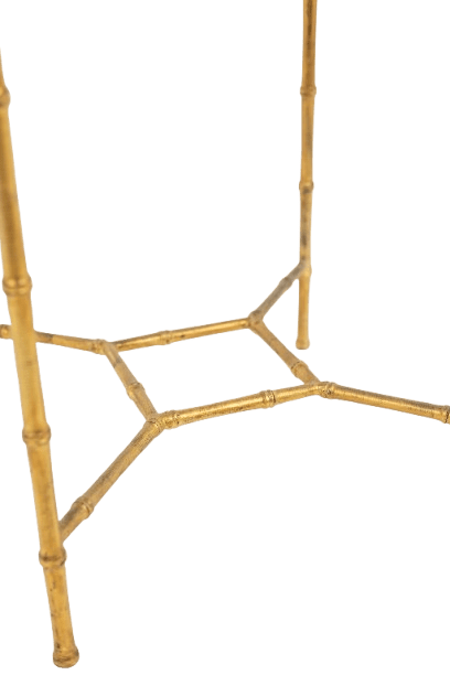 Bamboo-style Pedestal Table, Gold Metal Base - Image 6