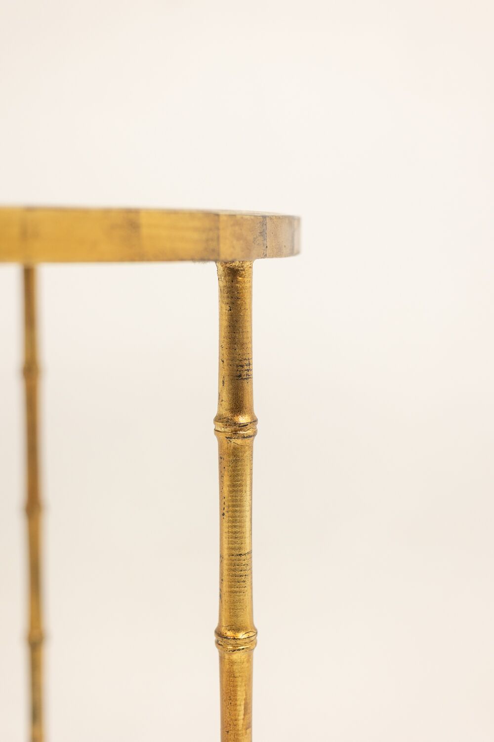 Bamboo-style Pedestal Table, Gold Metal Base - Image 9