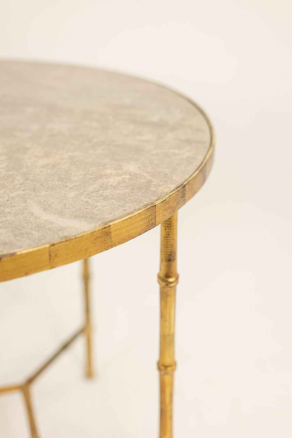 Bamboo-style Pedestal Table, Gold Metal Base - Image 10