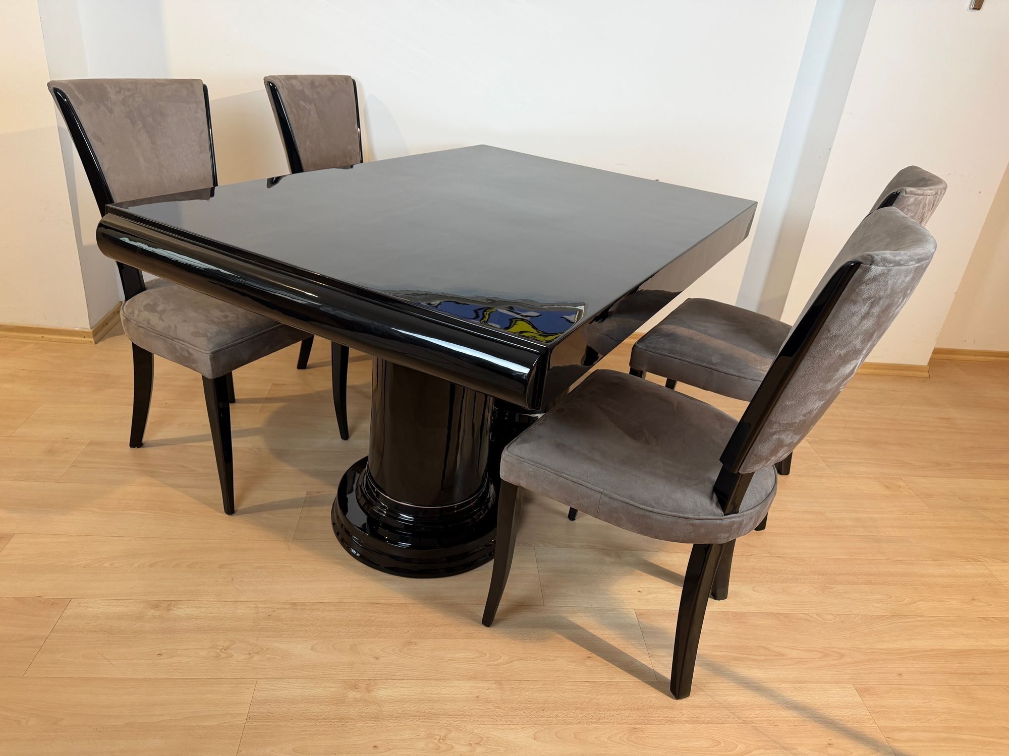 Art Deco Dining Table, Black Piano Lacquer, France, circa 1930 - Image 15