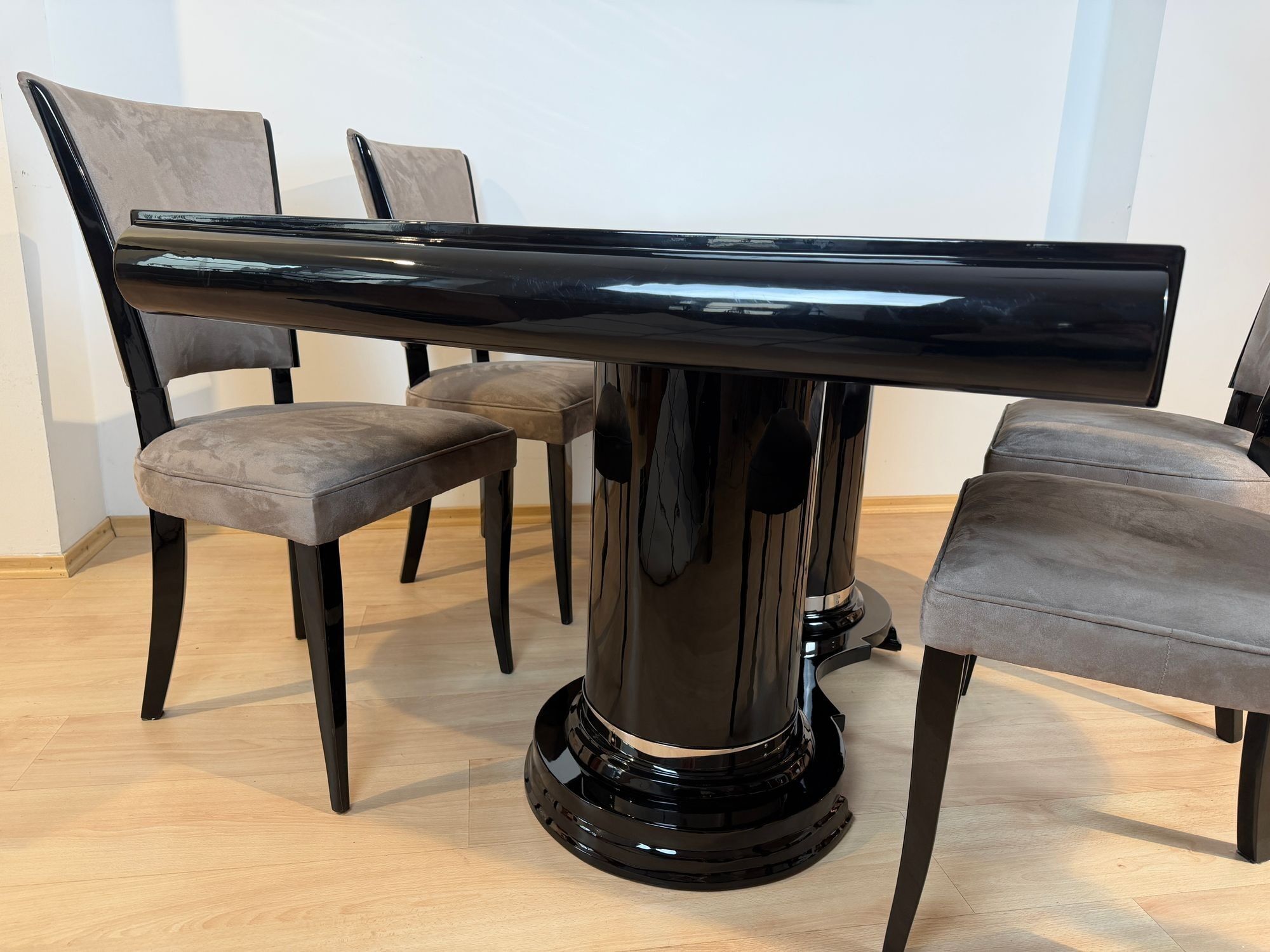 Art Deco Dining Table, Black Piano Lacquer, France, circa 1930 - Image 16